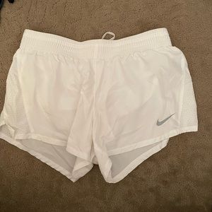 White Nike workout shorts